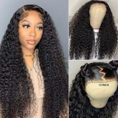 Donors Mink Jerry Curly Hair 13x4 Transparent Lace Frontal Customize Wig