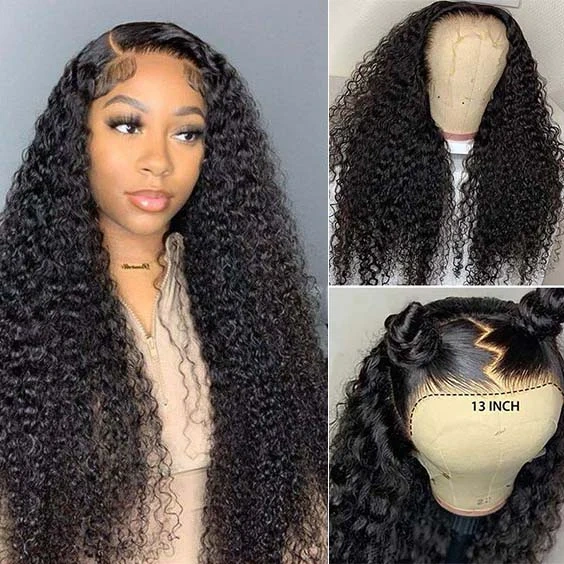 Donors Mink Curly Hair 13x4 Transparent Lace Frontal Customize Wig