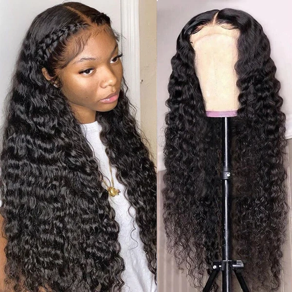 Donors Deep Wave Mink Hair 5x5 Transparent Lace Closure Customize Wig