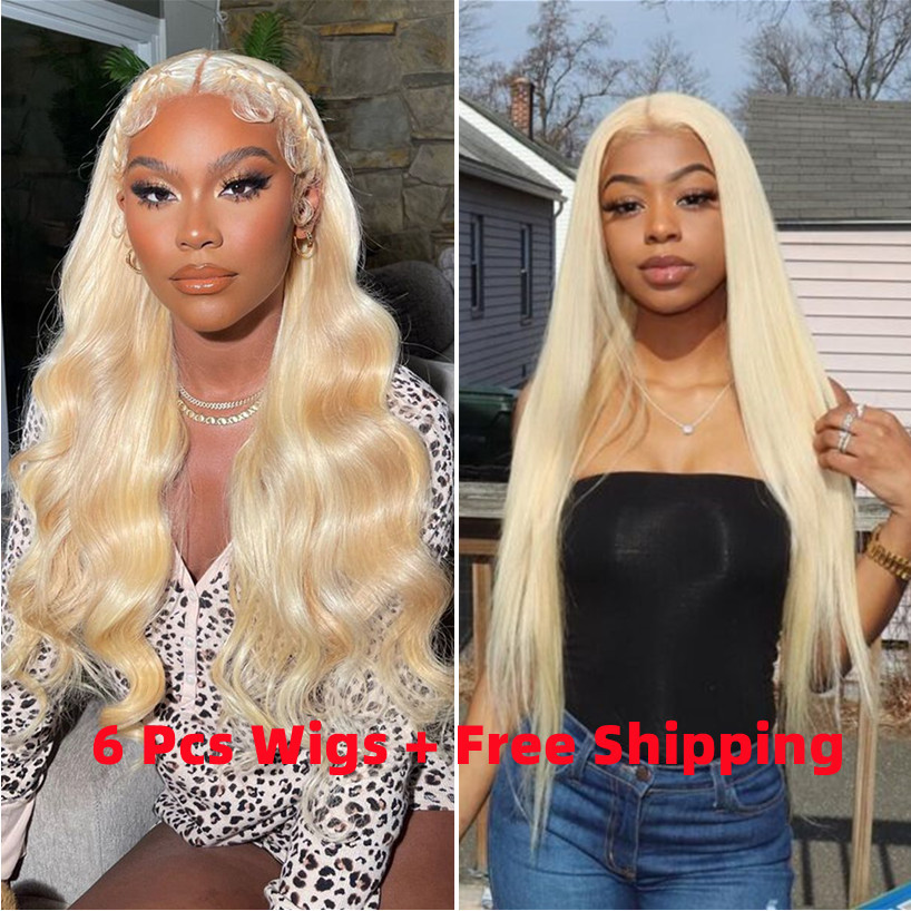 Donors#613 Blonde 13x4 Transparent Lace Frontal Wig 6 Pcs Free Shipping