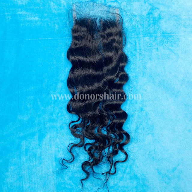 Donors 100% Unprocessed Raw Hair 4x4 Transparent Lace Closure 4 Pcs Free Shipping