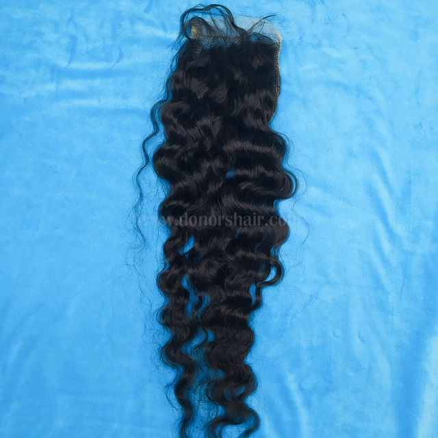 Donors 100% Unprocessed Raw Hair 4x4 Transparent Lace Closure 4 Pcs Free Shipping