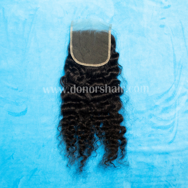 Donors 100% Unprocessed Raw Hair 4x4 Transparent Lace Closure 4 Pcs Free Shipping