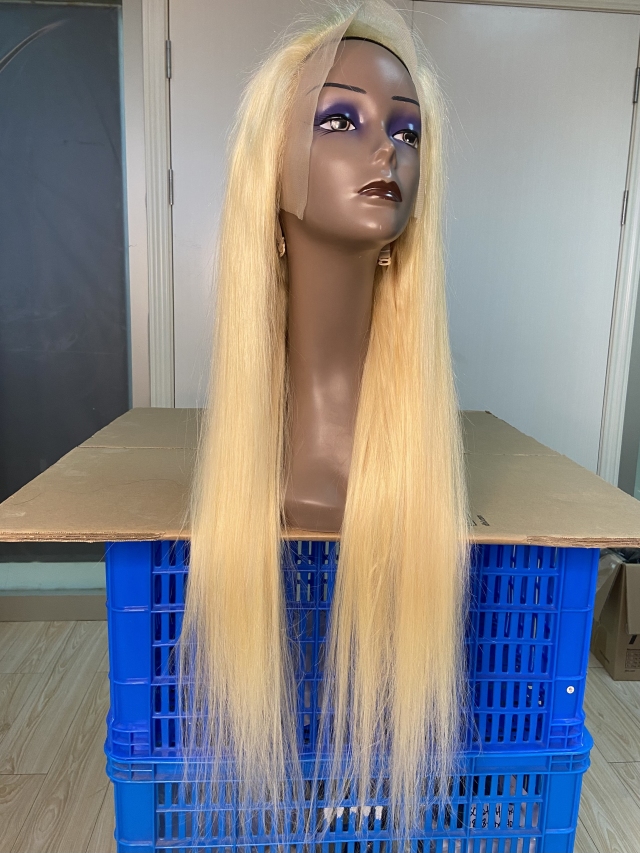 Donors#613 Blonde Straight Transparent Lace Frontal Pre-made Wig