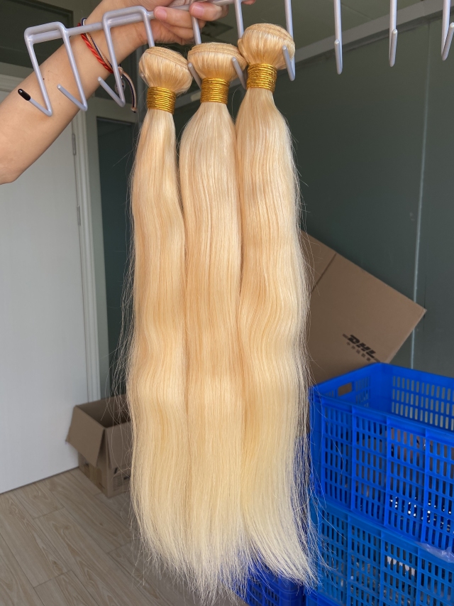 Donors #613 Blonde Color Straight Virgin Hair 3 Bundles Deal