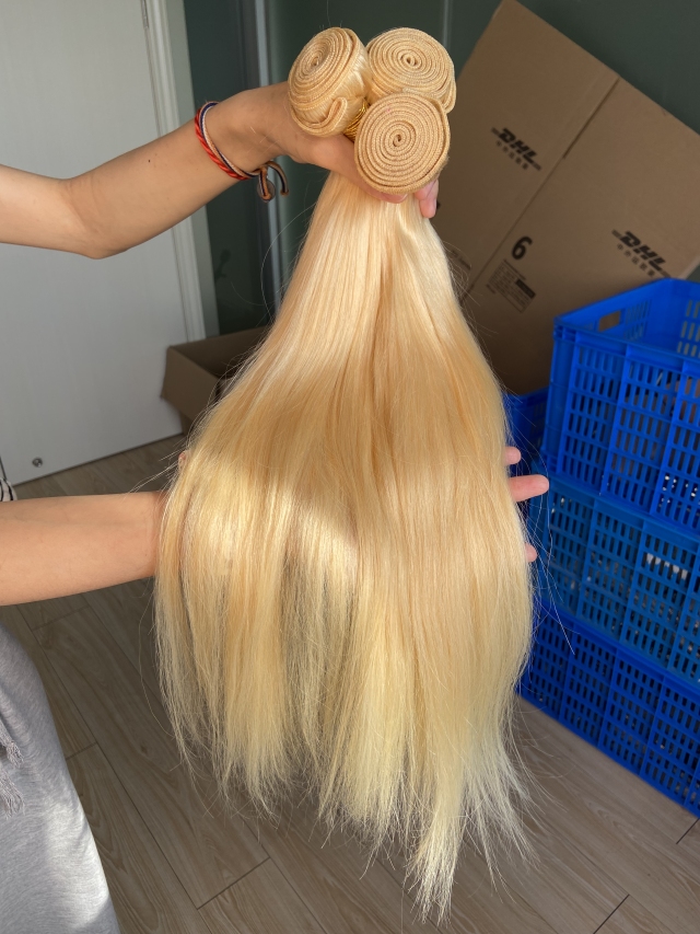 Donors #613 Blonde Color Straight Virgin Hair 3 Bundles Deal