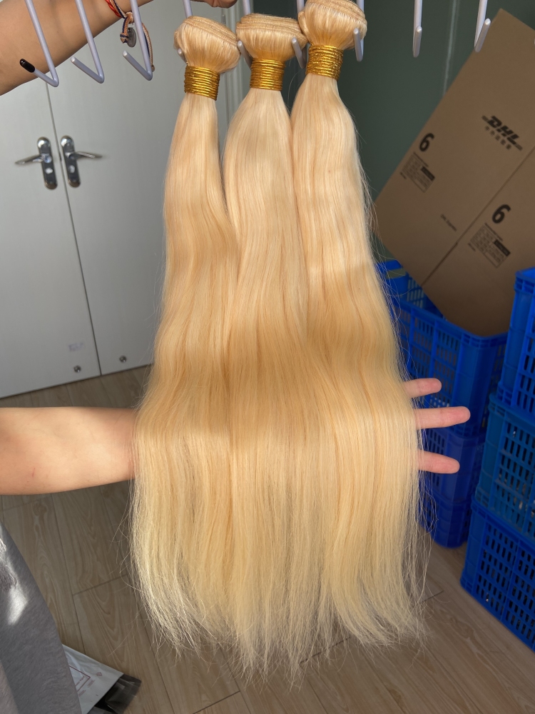 Donors #613 Blonde Color Straight Virgin Hair 3 Bundles Deal