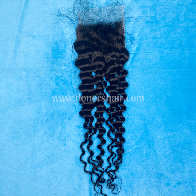 Donors High Quality Water Wave Mink Hair with 4x4 Transparent Lace Closure