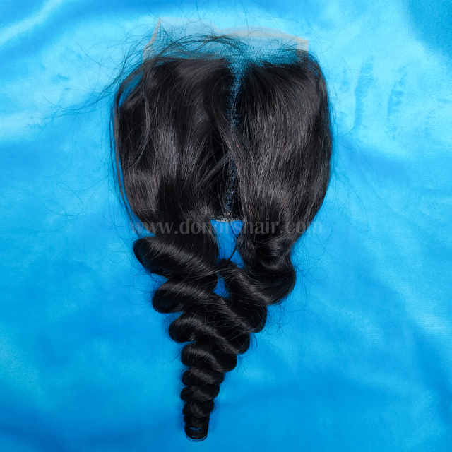 Donors 100% Mink Human Hair Loose Wave with 4x4 Transparent Lace Closure