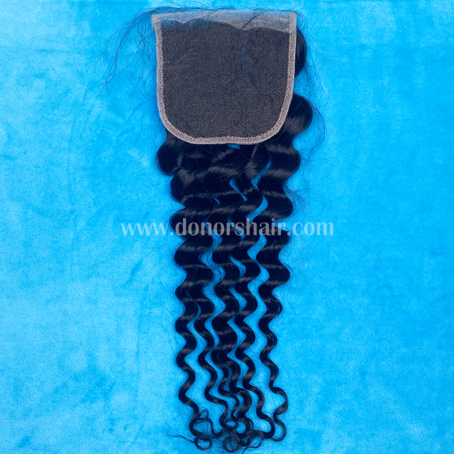 Donors High Quality Water Wave Mink Hair with 4x4 Transparent Lace Closure