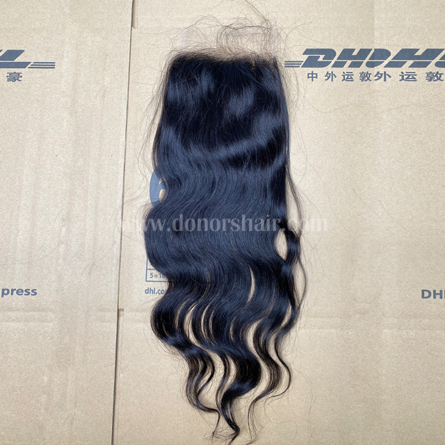 Donors High Quality Raw Hair Indian Wavy with 4x4 Transparent Lace Closure