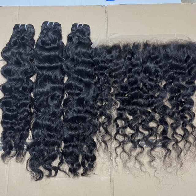 Donors High Quality Burmese Curly Raw Hair with 13x4 Transparent Lace Frontal
