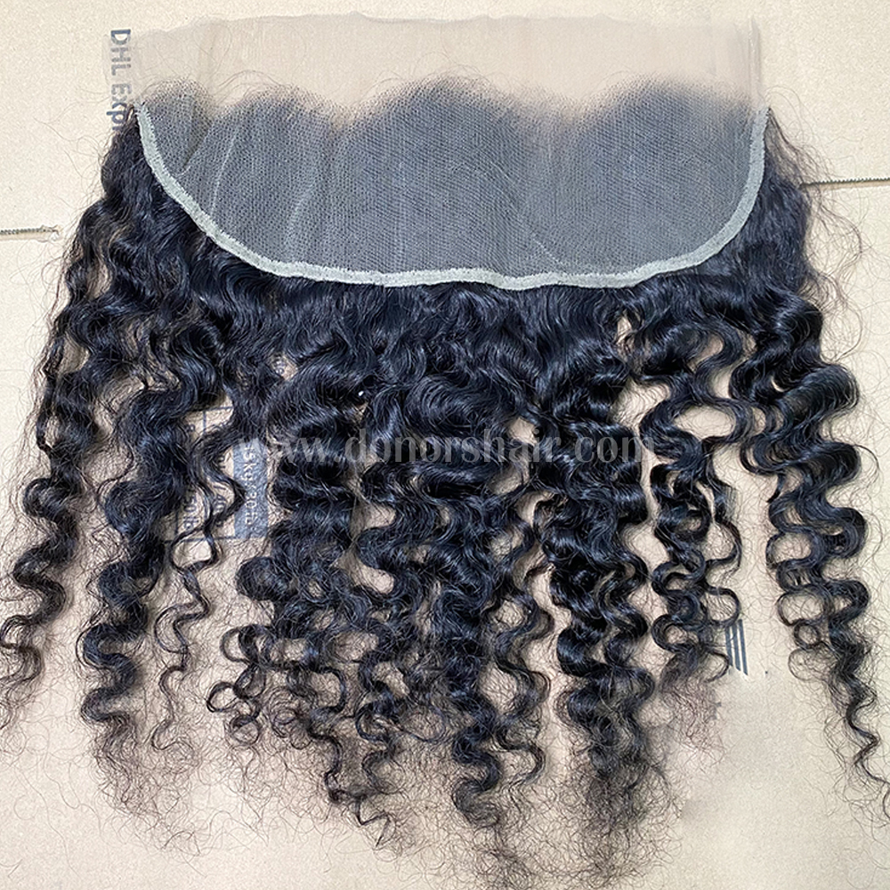 RawDonorsHair Raw Indian Curly 3 Bundles with &  13x4 Transparent Lace Frontal