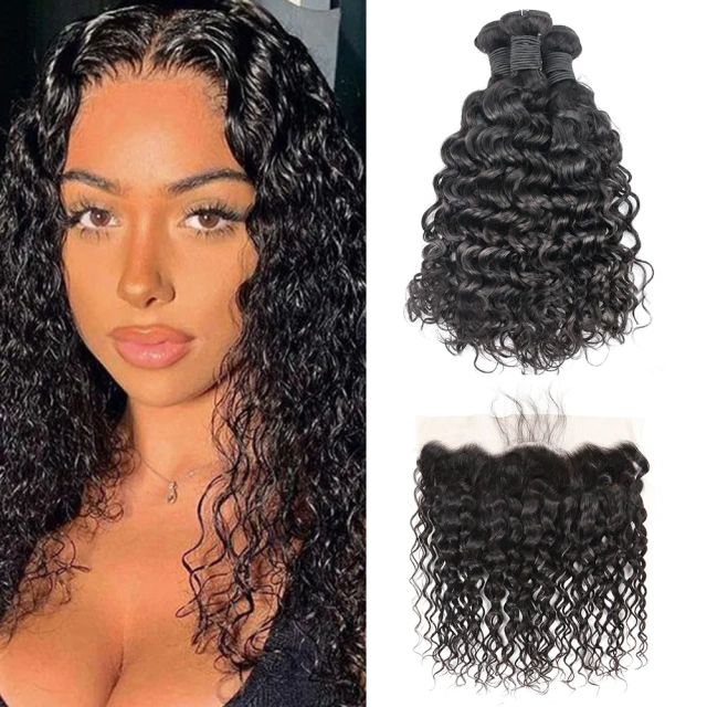 Donors Water Wave Best Mink Hair with 13x4 Transparent Lace Frontal
