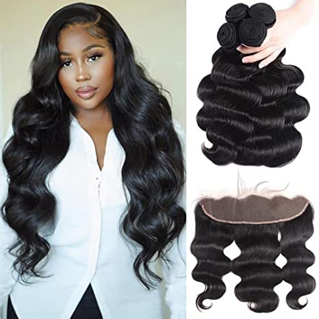 Donors Unprocessed Body Wave Mink Hair with 13x4 Transparent Lace Frontal