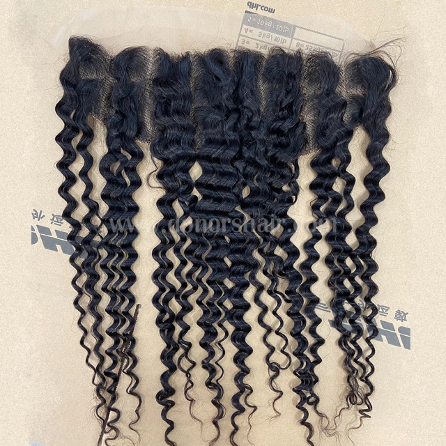 Donors Deep Wave 100% Mink Hair with 13x4 Transparent Lace Frontal