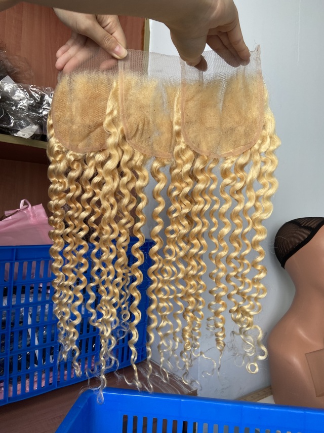 Donors 613 Blonde Color Deep Wave 4x4 Transparent Lace Closure