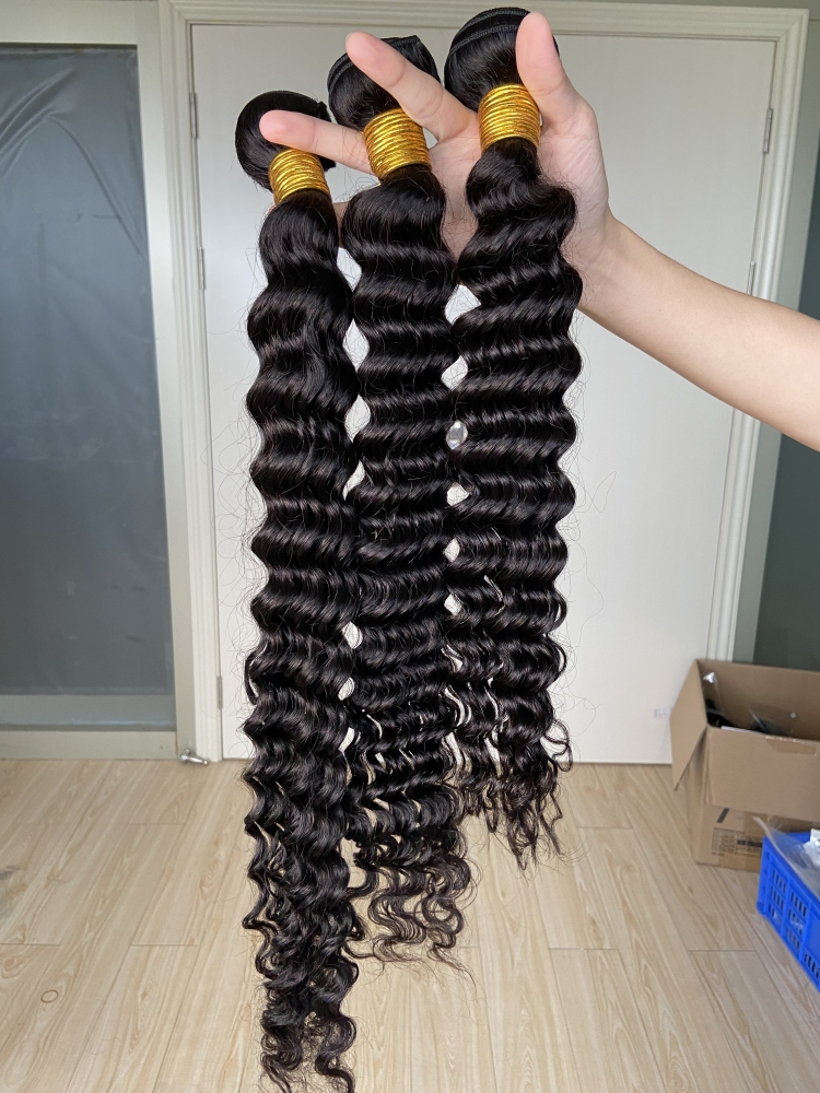 Donors 12A High Quality Deep Wave Mink Human Hair Bundle Weave for Sew In