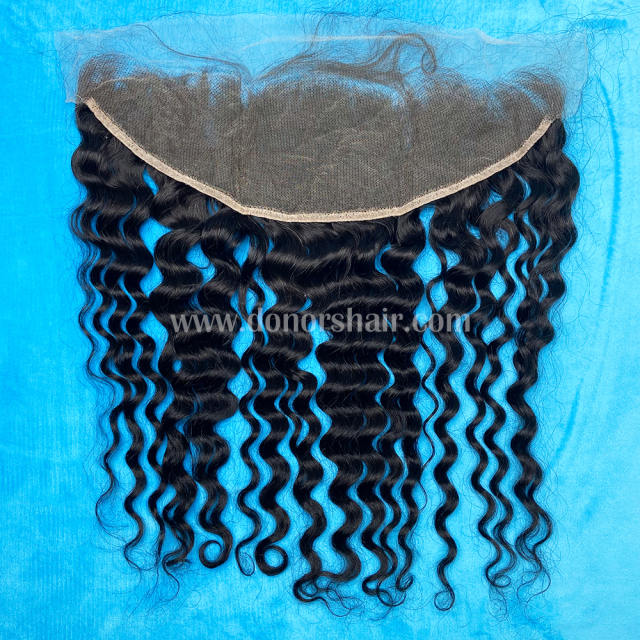 Donors High Quality Mink Hair Deep Wave 3 Bundles with 13x4 HD Lace Frontal