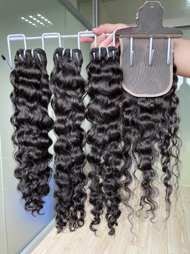 Donors 100% Raw Hair Burmese Curly with 4x4 Transparent Lace Closure