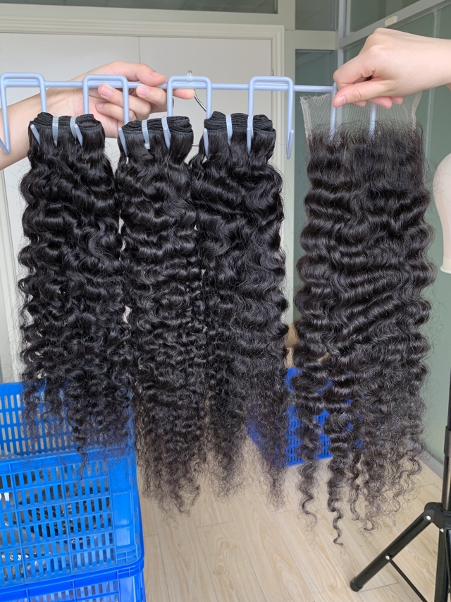 Donors Unprocessed Indian Curly Raw Hair with 4x4 HD Lace Closure