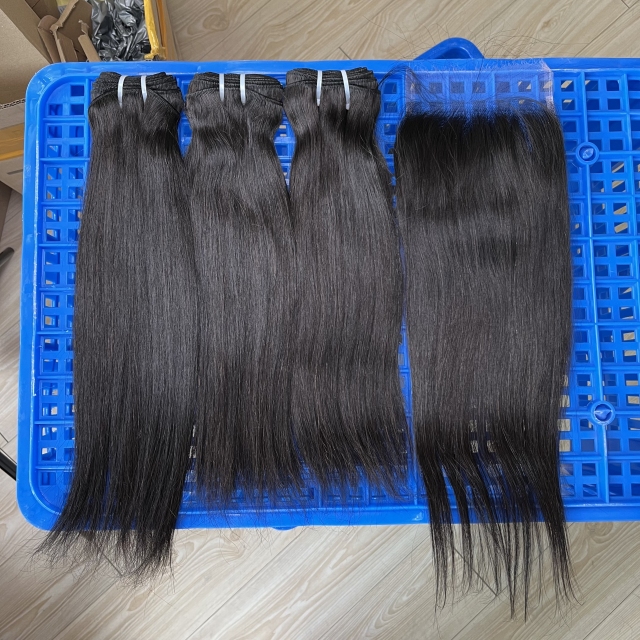 Donors Unprocessed Straight Raw Hair with 4x4 HD Lace Closure