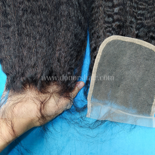 Donors 100% Mink Hair 3 Bundles with 4x4 HD Kinky Straight Lace Closure