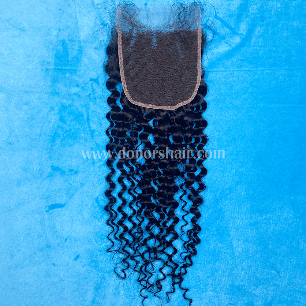 Donors Unprocessed Mink Hair Jerry Curly 3 Bundles with 4x4 HD Lace Closure