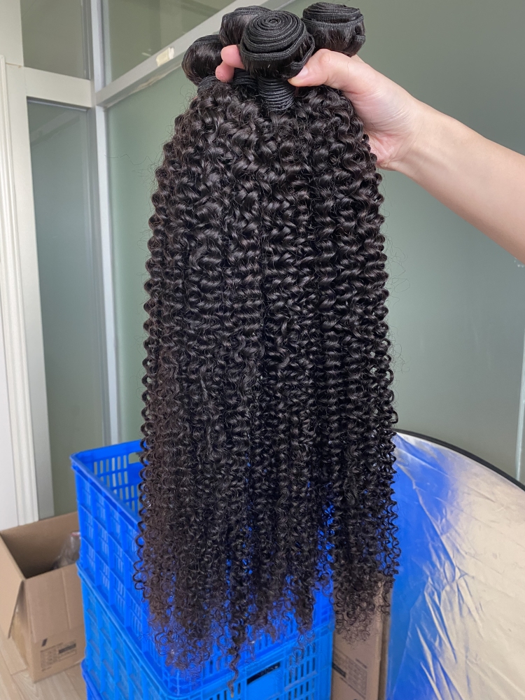 Donors Unprocessed Mink Hair Jerry Curly 3 Bundles with 4x4 HD Lace Closure
