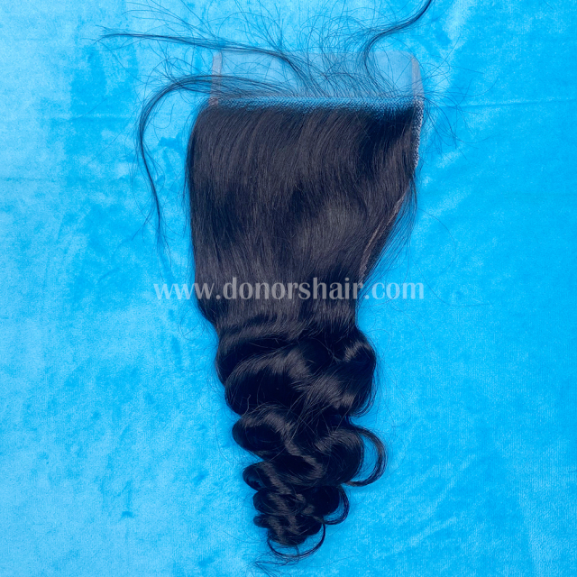 Donors 100% Mink Hair Loose Wave 3 Bundles with 4x4 HD Lace Closure