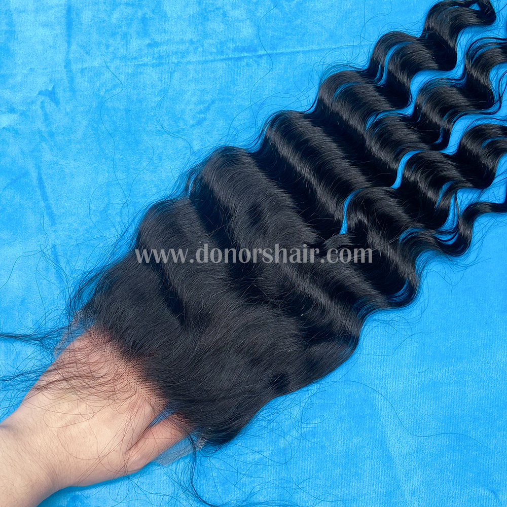 Donors 100% Mink Hair Loose Deep 3 Bundles with 4x4 HD Lace Closure