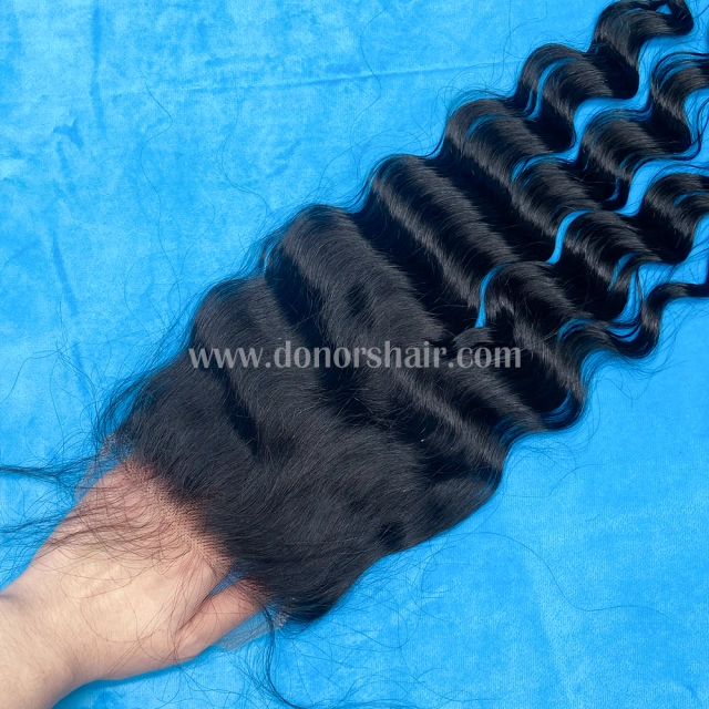 Donors 100% Mink Hair Loose Deep 3 Bundles with 4x4 HD Lace Closure