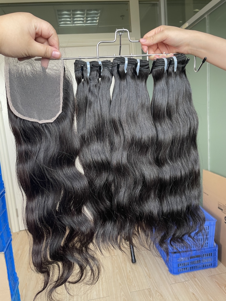 Donors High Quality Raw Hair Indian Wavy with 4x4 Transparent Lace Closure