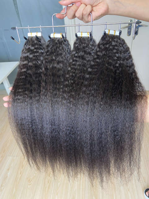 Donors 18"-30" Tape Ins Kinky Straight Mink Hair Extension for black women