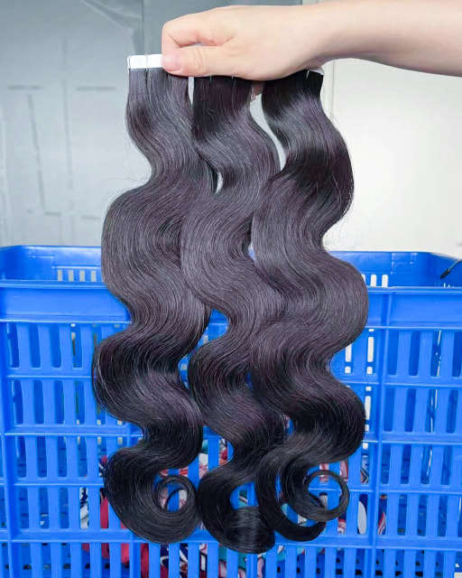 Donors 16"-30" Tape In Black Body Wave Human Hair Extensions 20pcs/pack