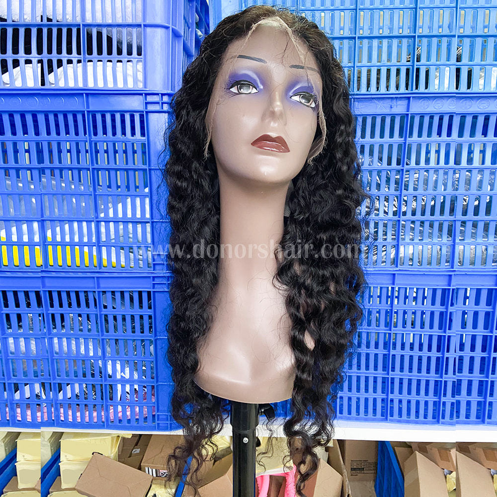 Donors Burmese Curly Raw Hair 13x4 Transparent Lace Frontal  Wig