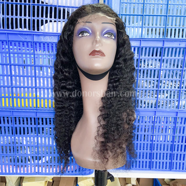 Donors Indian Curly  Raw Hair 4x4 Transparent Lace Closure Wig