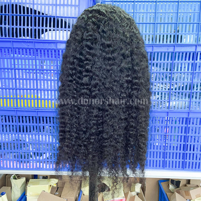 Donors Indian Curly  Raw Hair 4x4 Transparent Lace Closure Wig