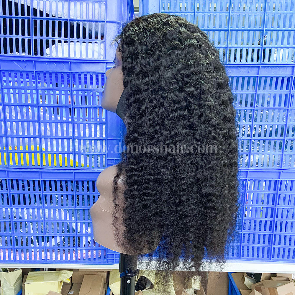 Donors Indian Curly  Raw Hair 4x4 Transparent Lace Closure Wig