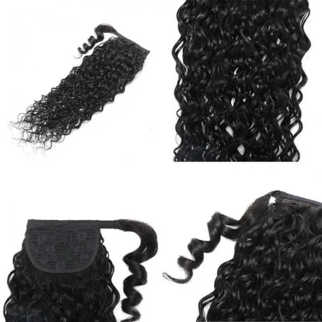 Donors Water Wave Hair Extension With Clip In Weave Ponytail Human Hair Magic Wrap Around