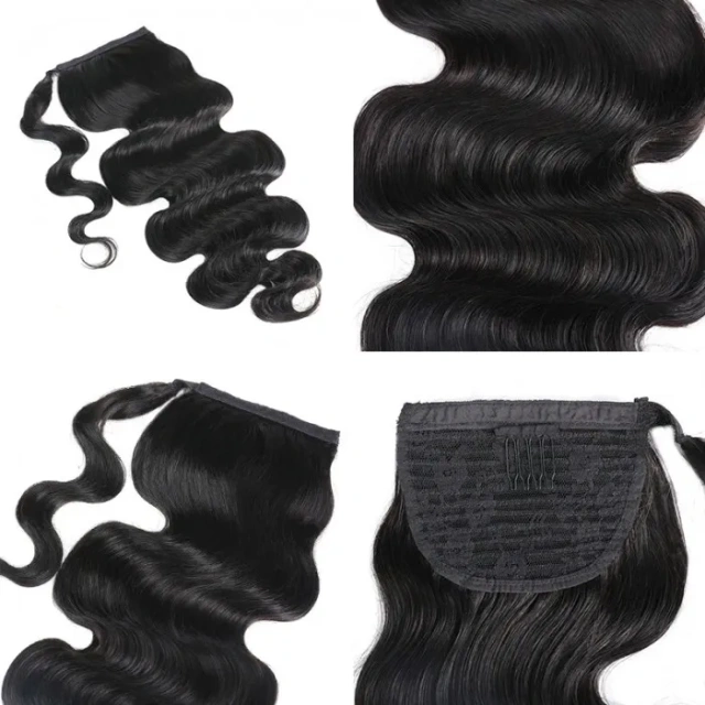 Donors Silky Body Wave Ponytail With Clip In Wrap-around Ponytail Extension Hair