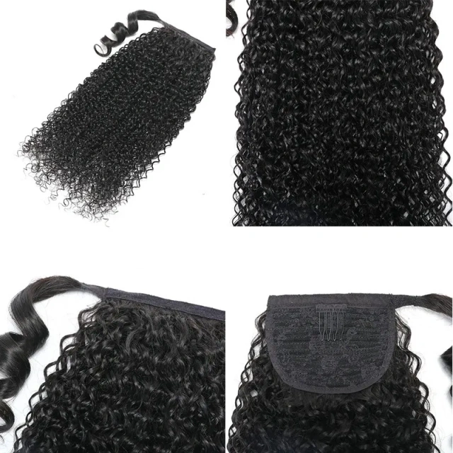 Donors Curly Magic Ponytail Extension With Clip In Wrap-around Natural Color Hairpieces