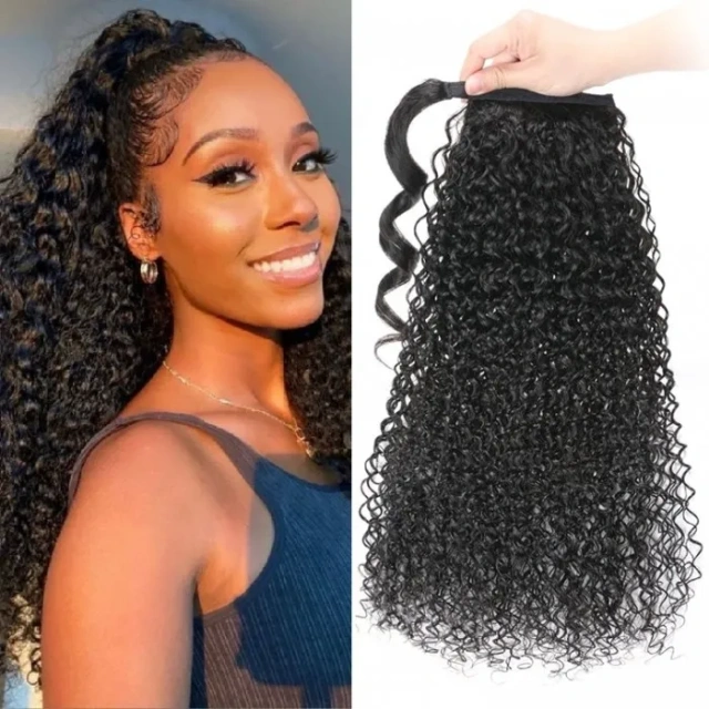 Donors Curly Magic Ponytail Extension With Clip In Wrap-around Natural Color Hairpieces