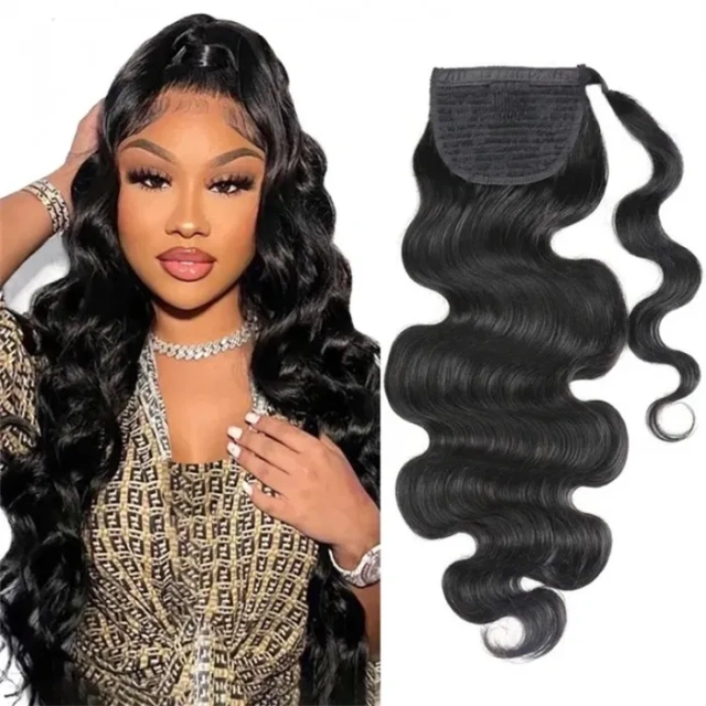 Donors Silky Body Wave Ponytail With Clip In Wrap-around Ponytail Extension Hair