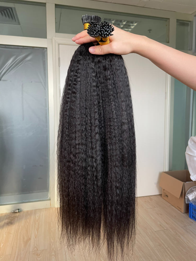 Donors Mink I Tip Kinky Straight Hair Extension100 roots/pack
