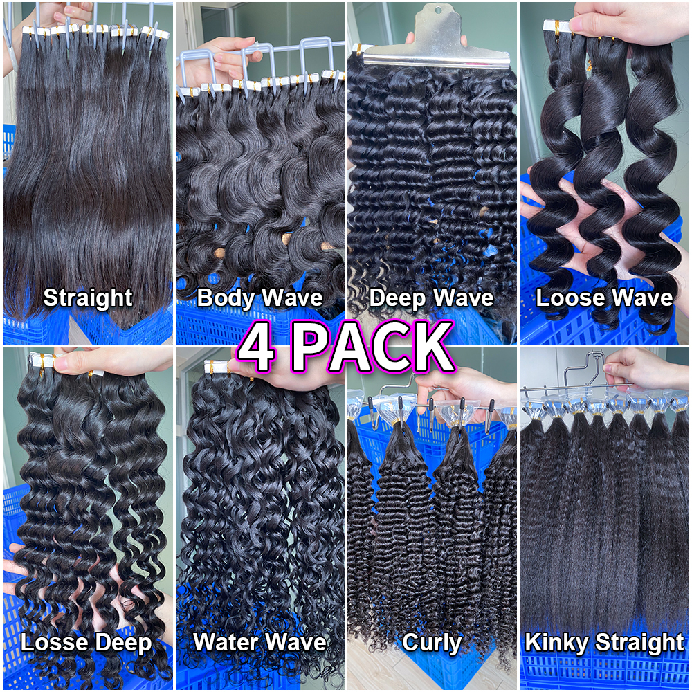 Donors Mink Hair Tape In 100% Human Hair Extensions 4 Packs Free Shipping