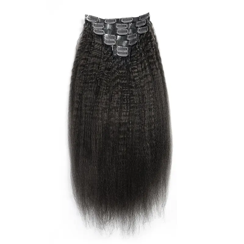 Donors Kinky Straight Mink Hair Seamless Clip-In 100% Hair Extensions 7Pcs/Set