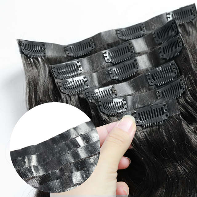 Donors Unprocessed Mink Hair Body Wave Seamless Clip-In Hair Extensions 7Pcs/Set