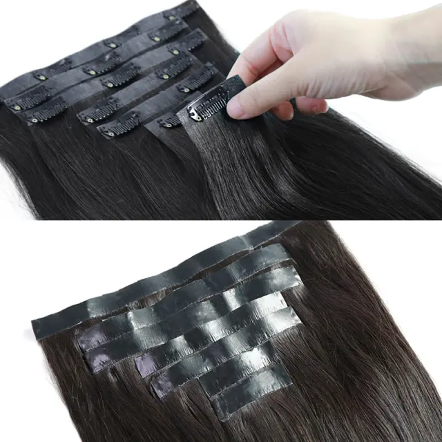 Donors Mink Hair Seamless Clip-In Silk Straight Hair Extensions 7Pcs/Set