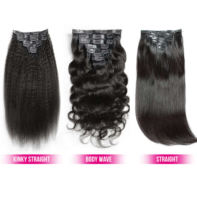Donors High Quality Mink Hair Seamless Clip-In 100% Hair Extensions 7Pcs/Set